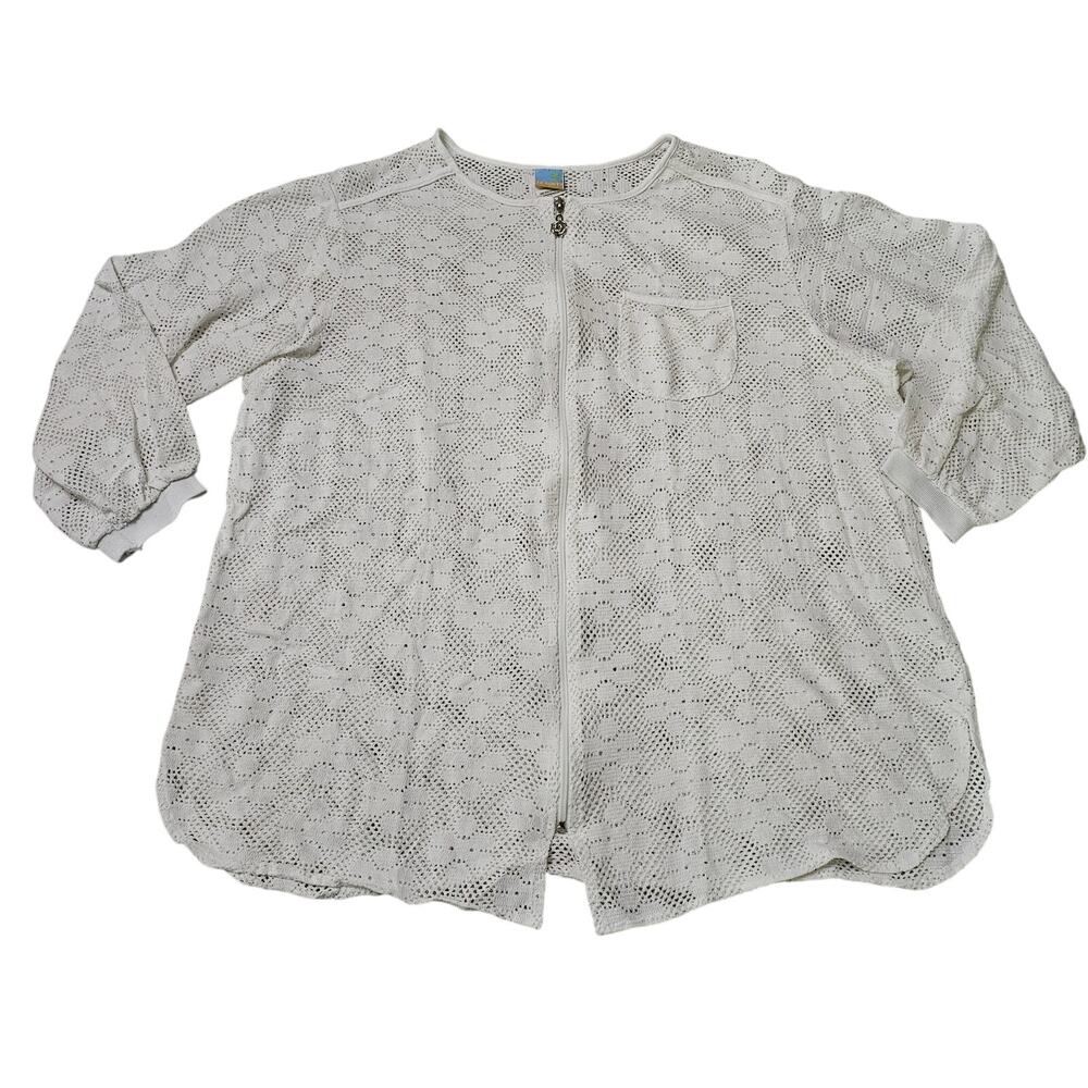 LE COVE White Cover Up Size 2XL Flowers